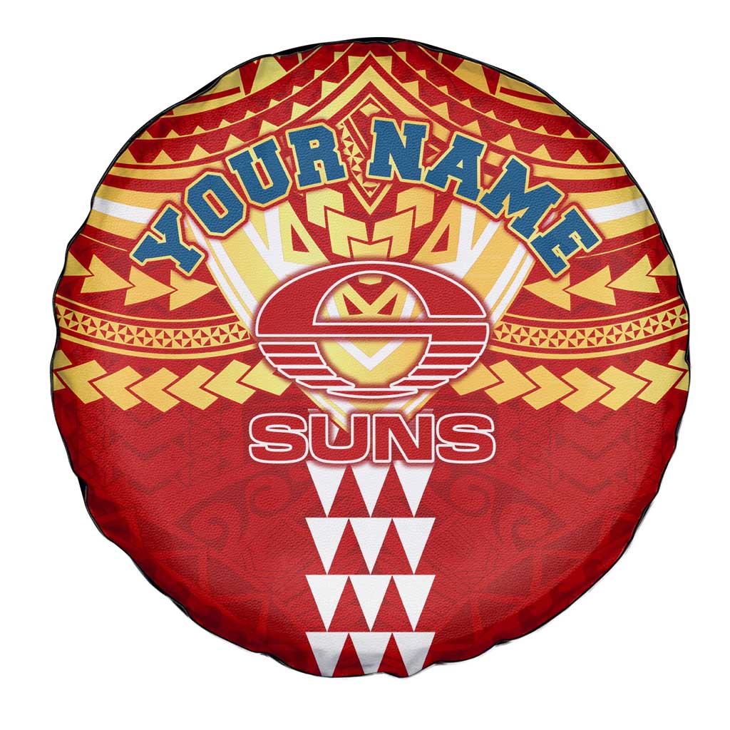 Personalized Gold Coast Suns Spare Tire Cover Polynesian Tribal Pattern Heritage Football