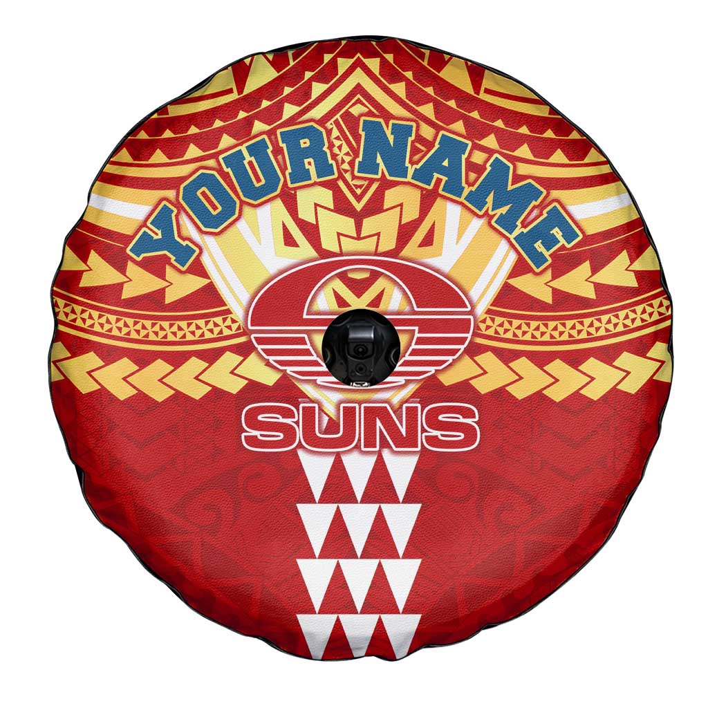 Personalized Gold Coast Suns Spare Tire Cover Polynesian Tribal Pattern Heritage Football