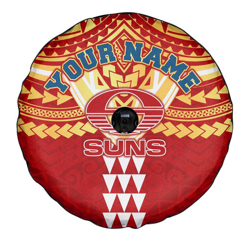 Personalized Gold Coast Suns Spare Tire Cover Polynesian Tribal Pattern Heritage Football