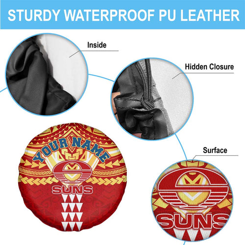 Personalized Gold Coast Suns Spare Tire Cover Polynesian Tribal Pattern Heritage Football