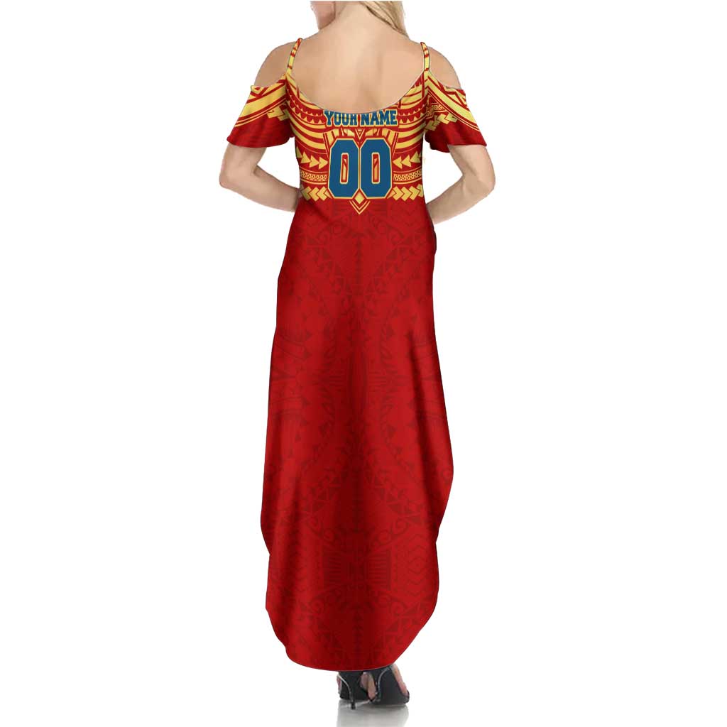 Personalized Gold Coast Suns Summer Maxi Dress Polynesian Tribal Pattern Heritage Football
