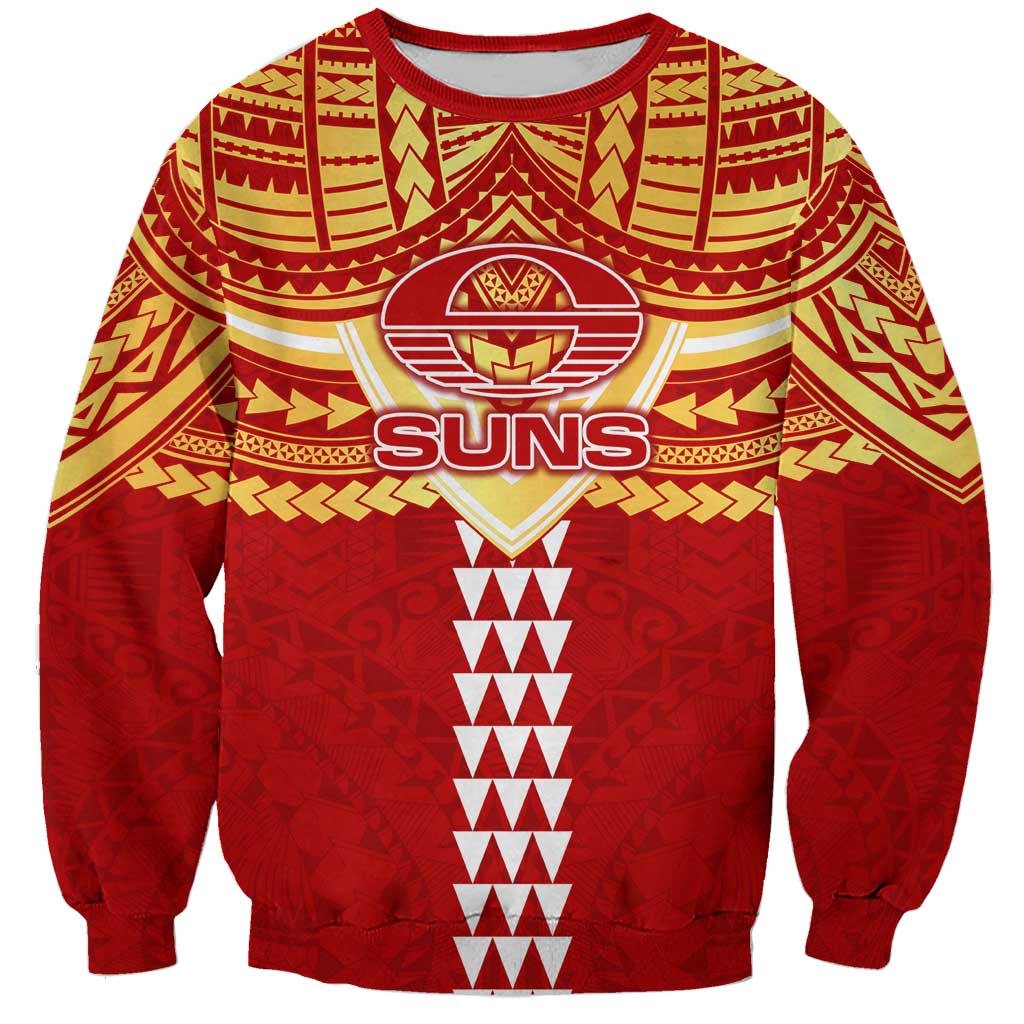 Personalized Gold Coast Suns Sweatshirt Polynesian Tribal Pattern Heritage Football