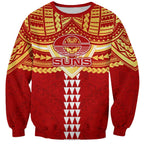 Personalized Gold Coast Suns Sweatshirt Polynesian Tribal Pattern Heritage Football