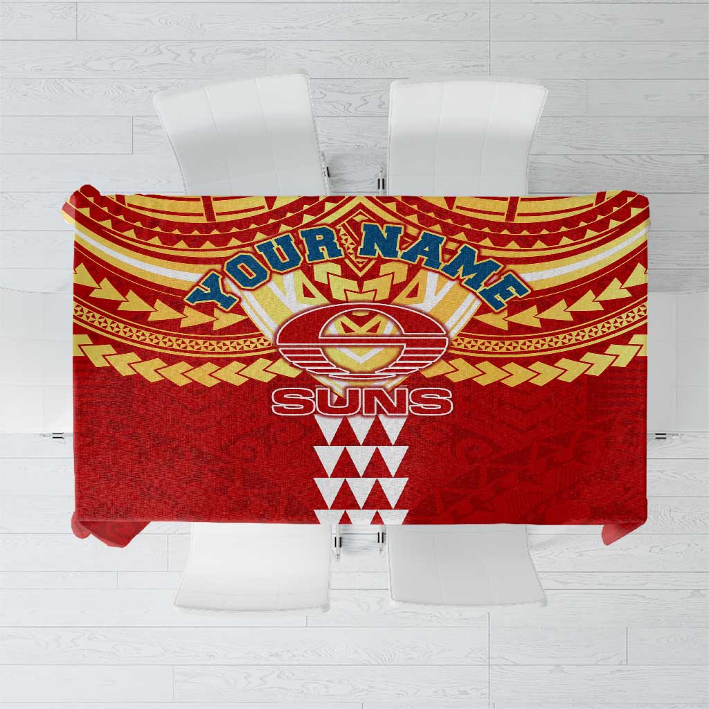 Personalized Gold Coast Suns Tablecloth Polynesian Tribal Pattern Heritage Football