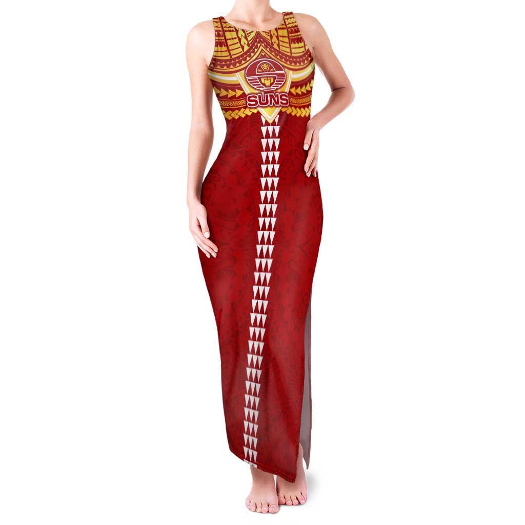 Personalized Gold Coast Suns Tank Maxi Dress Polynesian Tribal Pattern Heritage Football