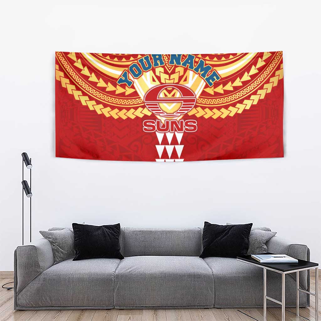 Personalized Gold Coast Suns Tapestry Polynesian Tribal Pattern Heritage Football