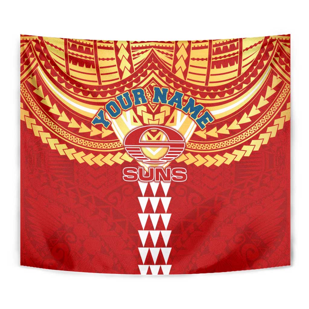 Personalized Gold Coast Suns Tapestry Polynesian Tribal Pattern Heritage Football