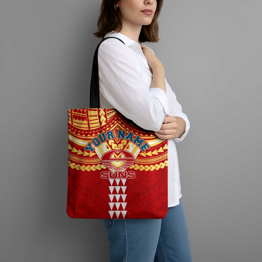 Personalized Gold Coast Suns Tote Bag Polynesian Tribal Pattern Heritage Football