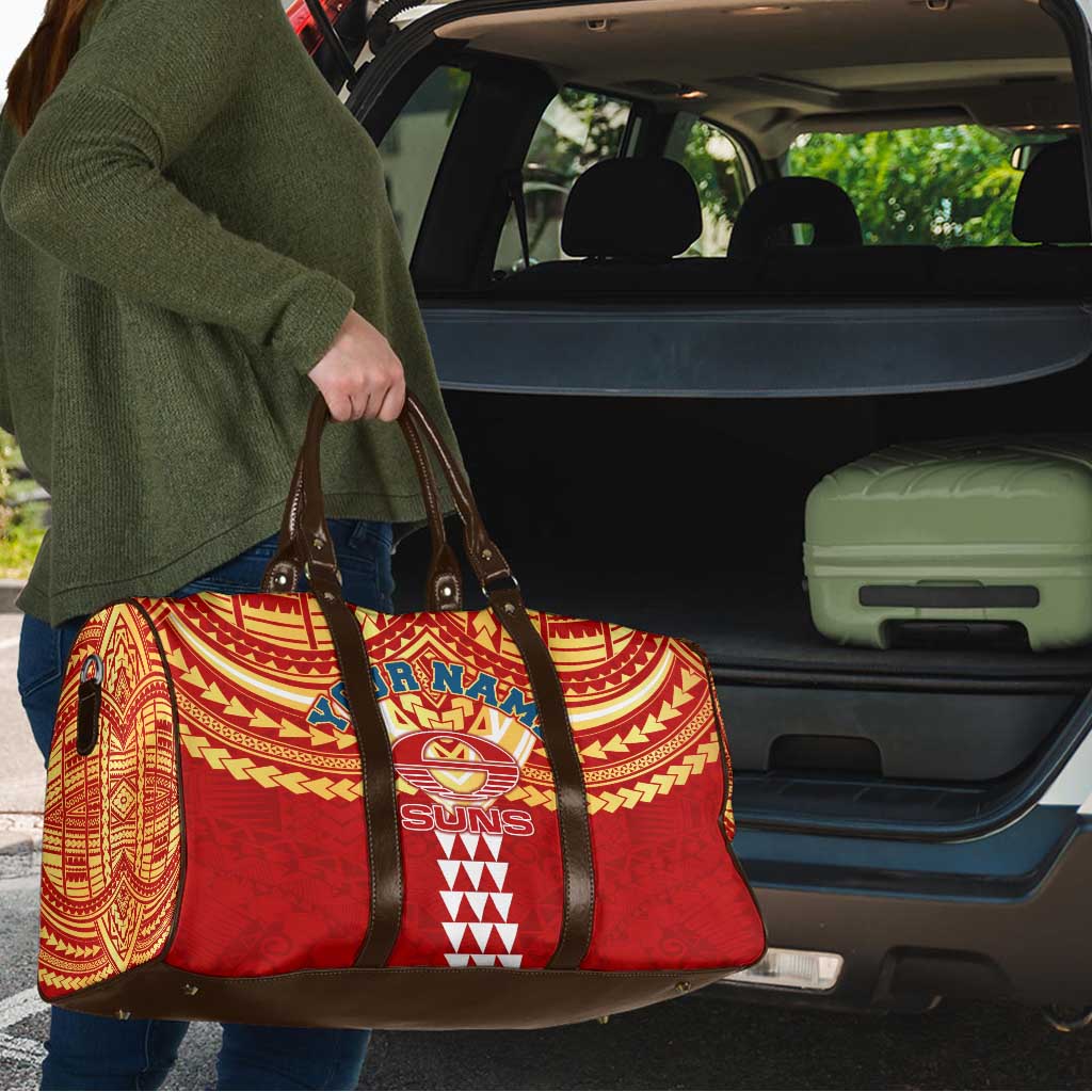 Personalized Gold Coast Suns Travel Bag Polynesian Tribal Pattern Heritage Football