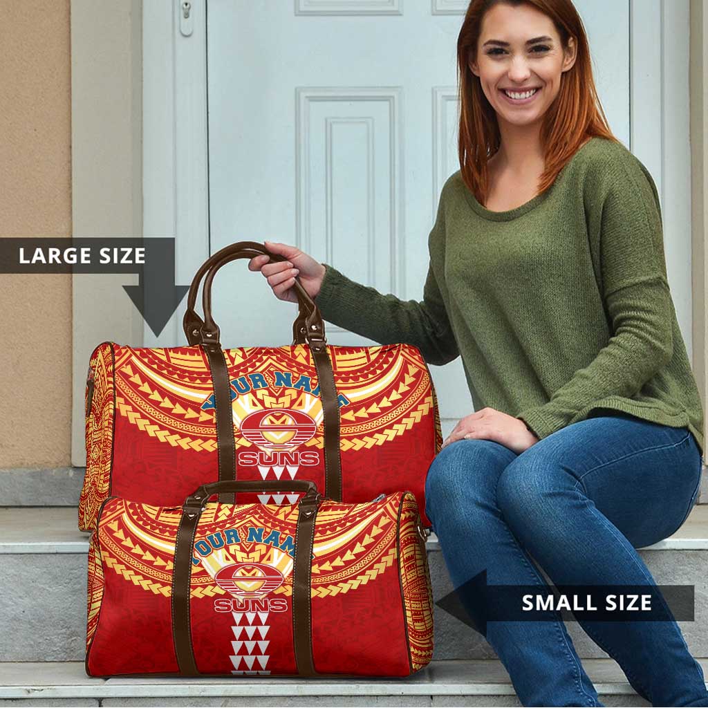 Personalized Gold Coast Suns Travel Bag Polynesian Tribal Pattern Heritage Football