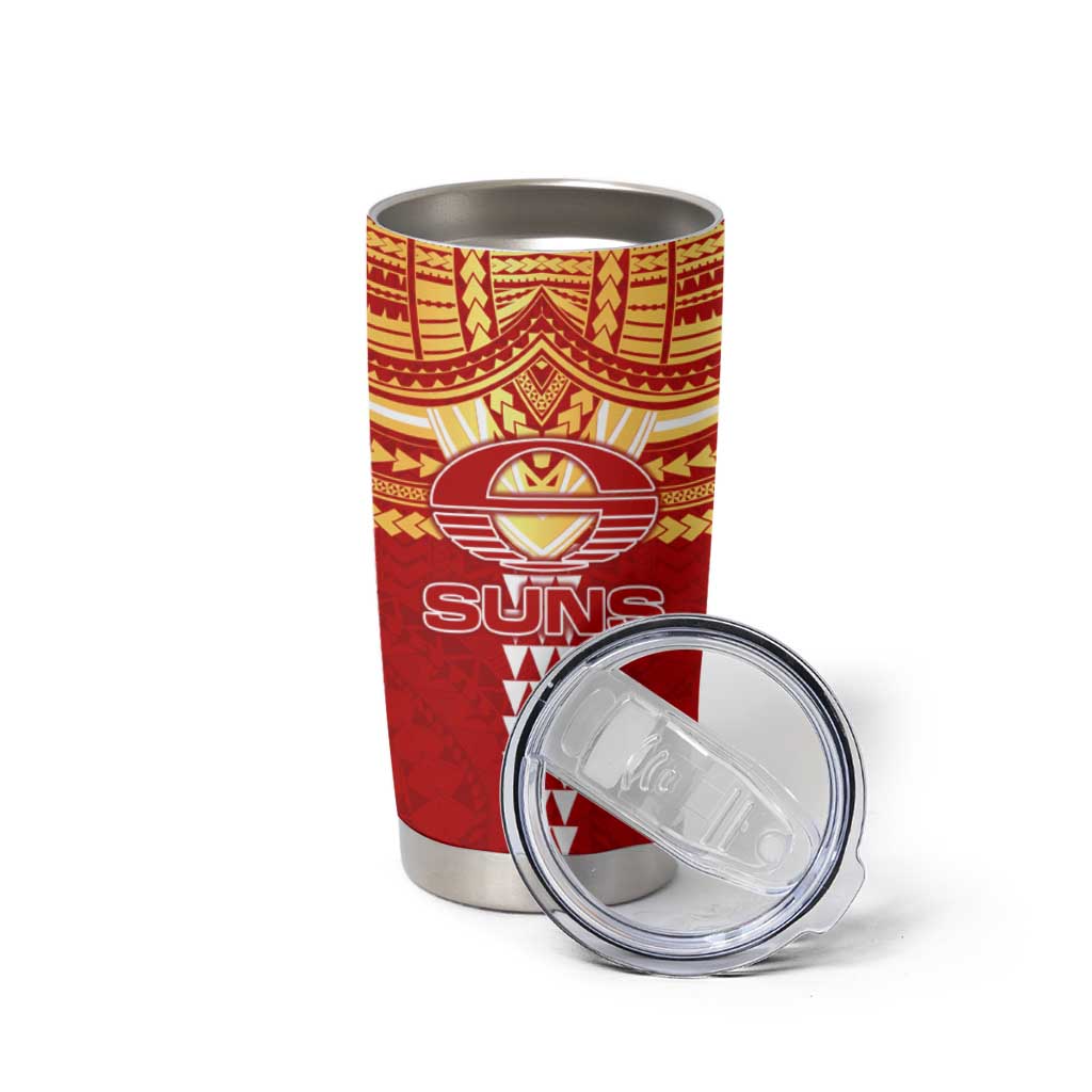 Personalized Gold Coast Suns Tumbler Cup Polynesian Tribal Pattern Heritage Football