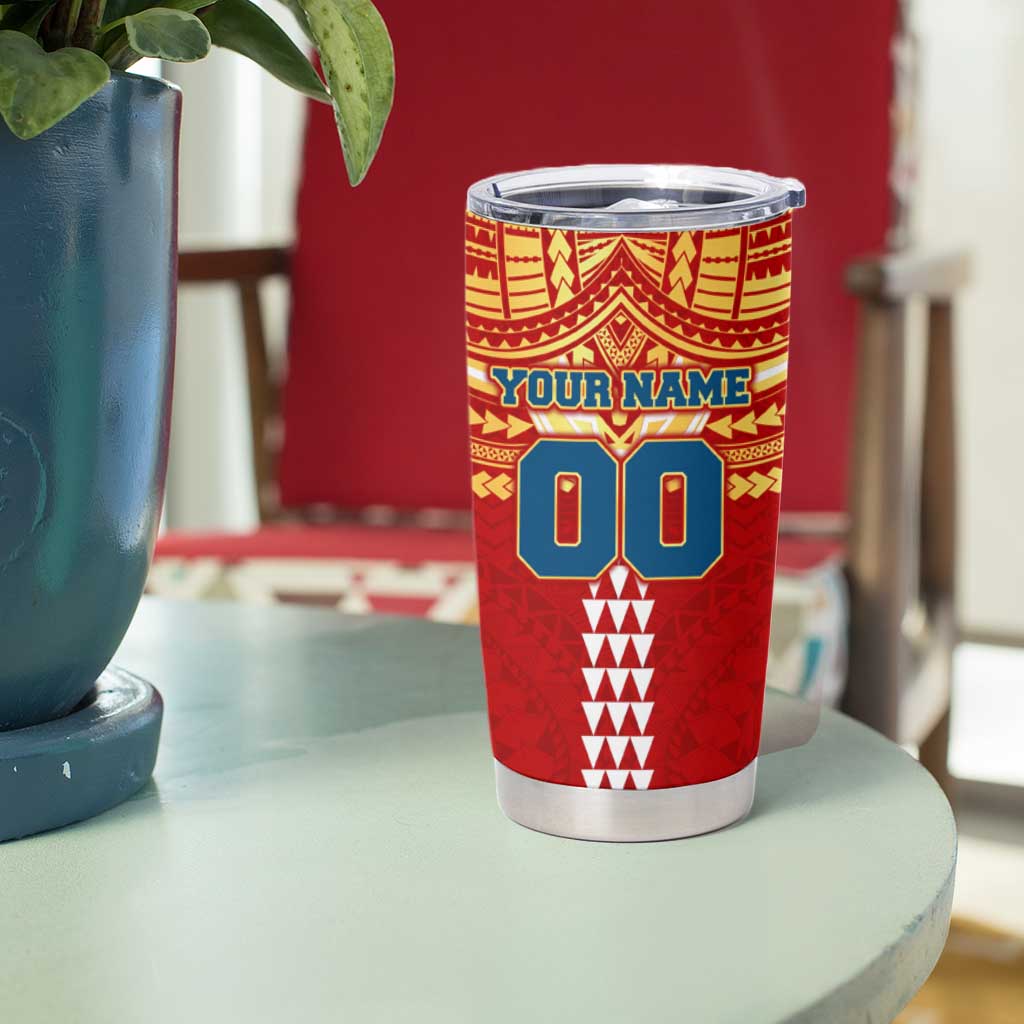 Personalized Gold Coast Suns Tumbler Cup Polynesian Tribal Pattern Heritage Football