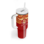 Personalized Gold Coast Suns Tumbler With Handle Polynesian Tribal Pattern Heritage Football