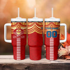 Personalized Gold Coast Suns Tumbler With Handle Polynesian Tribal Pattern Heritage Football