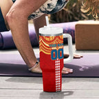 Personalized Gold Coast Suns Tumbler With Handle Polynesian Tribal Pattern Heritage Football