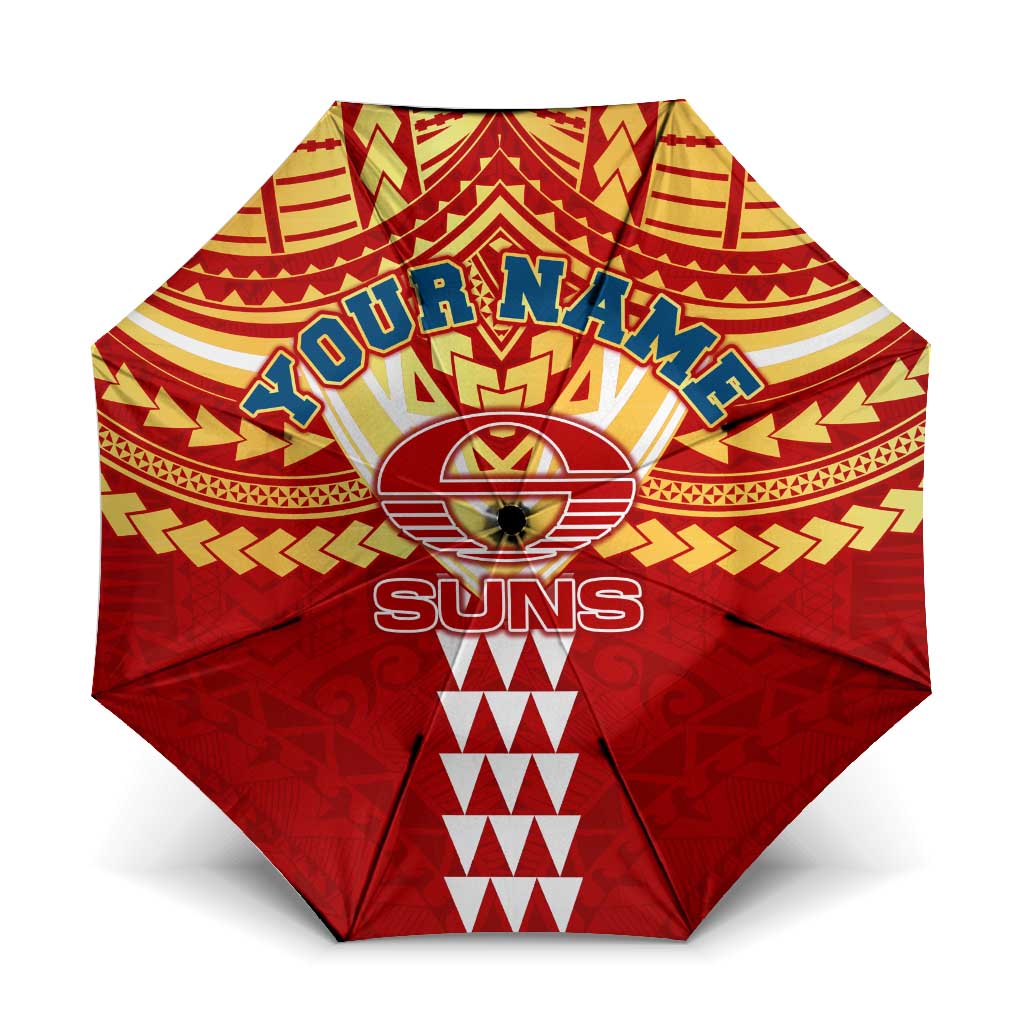 Personalized Gold Coast Suns Umbrella Polynesian Tribal Pattern Heritage Football