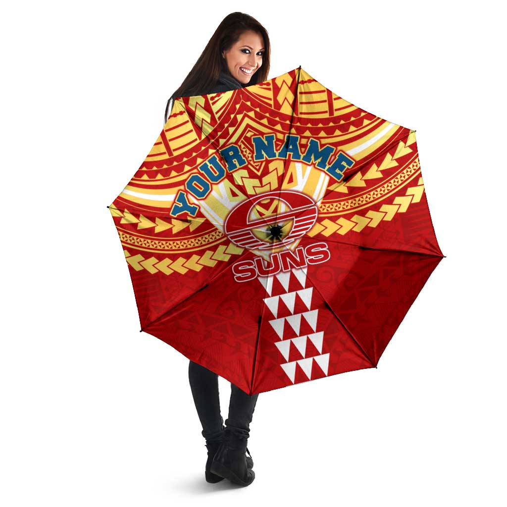 Personalized Gold Coast Suns Umbrella Polynesian Tribal Pattern Heritage Football