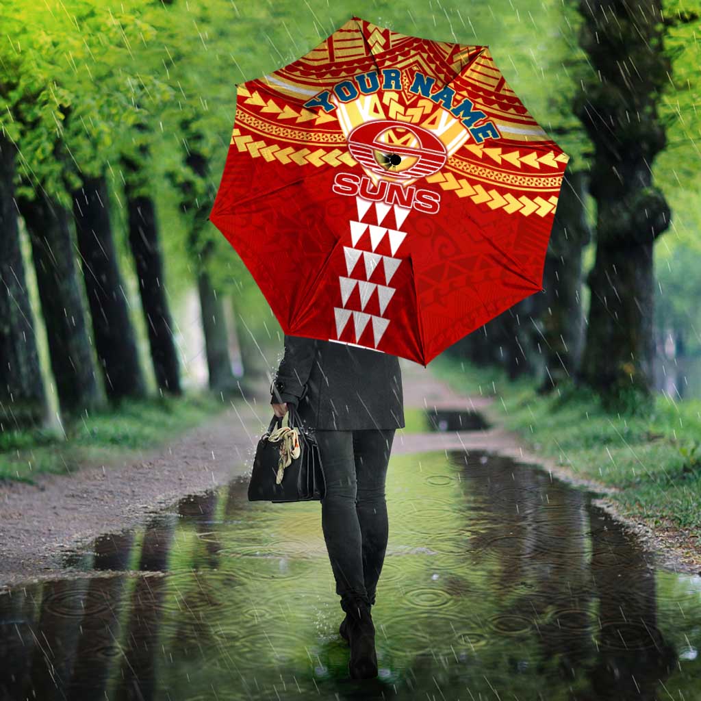 Personalized Gold Coast Suns Umbrella Polynesian Tribal Pattern Heritage Football