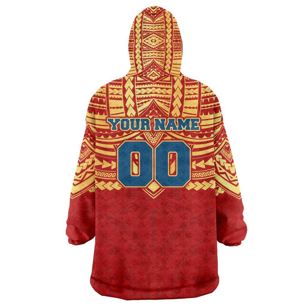 Personalized Gold Coast Suns Wearable Blanket Hoodie Polynesian Tribal Pattern Heritage Football