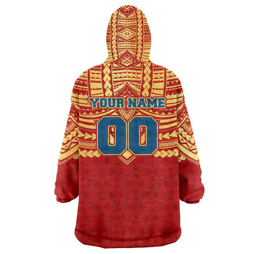 Personalized Gold Coast Suns Wearable Blanket Hoodie Polynesian Tribal Pattern Heritage Football