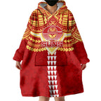 Personalized Gold Coast Suns Wearable Blanket Hoodie Polynesian Tribal Pattern Heritage Football