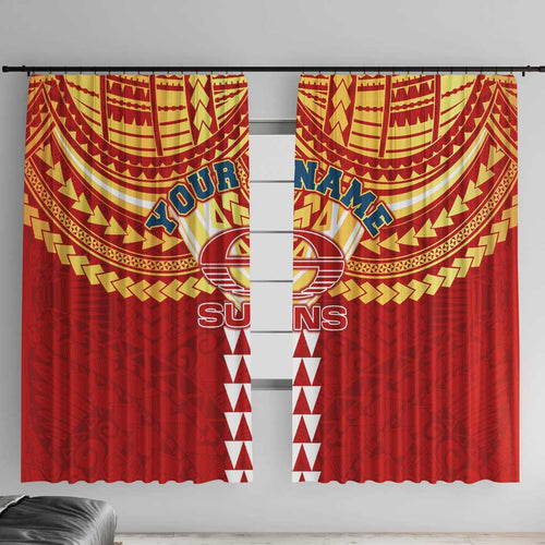 Personalized Gold Coast Suns Window Curtain Polynesian Tribal Pattern Heritage Football