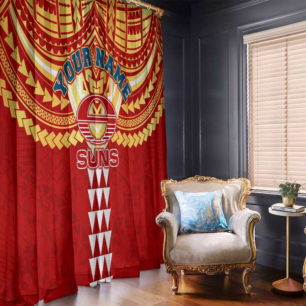 Personalized Gold Coast Suns Window Curtain Polynesian Tribal Pattern Heritage Football