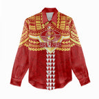 Personalized Gold Coast Suns Women Casual Shirt Polynesian Tribal Pattern Heritage Football