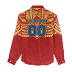 Personalized Gold Coast Suns Women Casual Shirt Polynesian Tribal Pattern Heritage Football