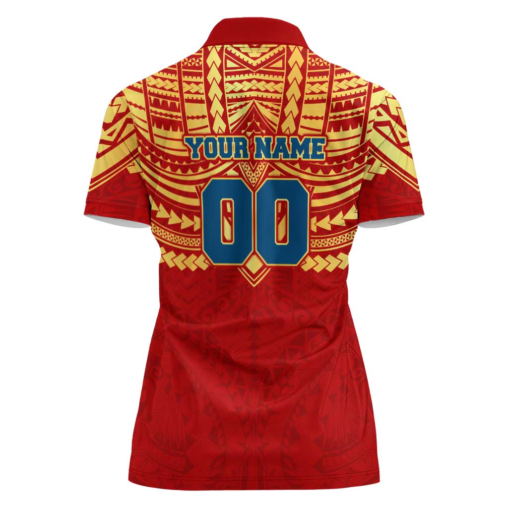 Personalized Gold Coast Suns Women Polo Shirt Polynesian Tribal Pattern Heritage Football