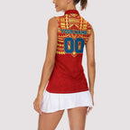 Personalized Gold Coast Suns Women Sleeveless Polo Shirt Polynesian Tribal Pattern Heritage Football