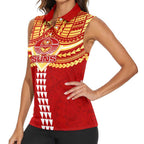 Personalized Gold Coast Suns Women Sleeveless Polo Shirt Polynesian Tribal Pattern Heritage Football