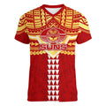 Personalized Gold Coast Suns Women V-Neck T-Shirt Polynesian Tribal Pattern Heritage Football