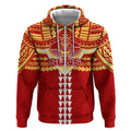 Personalized Gold Coast Suns Zip Hoodie Polynesian Tribal Pattern Heritage Football