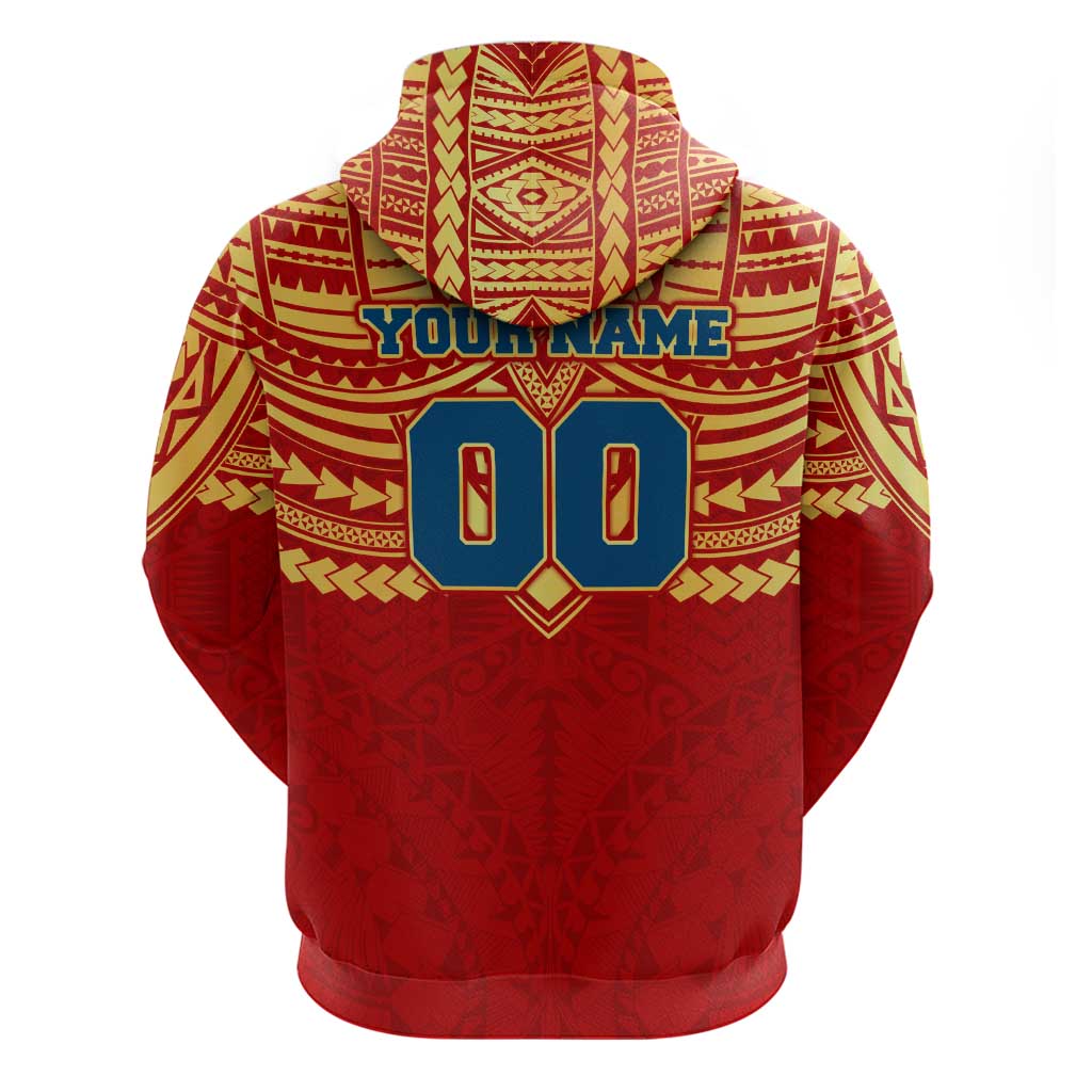 Personalized Gold Coast Suns Zip Hoodie Polynesian Tribal Pattern Heritage Football