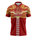Personalized Gold Coast Suns Zipper Polo Shirt Polynesian Tribal Pattern Heritage Football