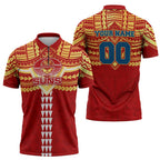 Personalized Gold Coast Suns Zipper Polo Shirt Polynesian Tribal Pattern Heritage Football