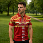 Personalized Gold Coast Suns Zipper Polo Shirt Polynesian Tribal Pattern Heritage Football