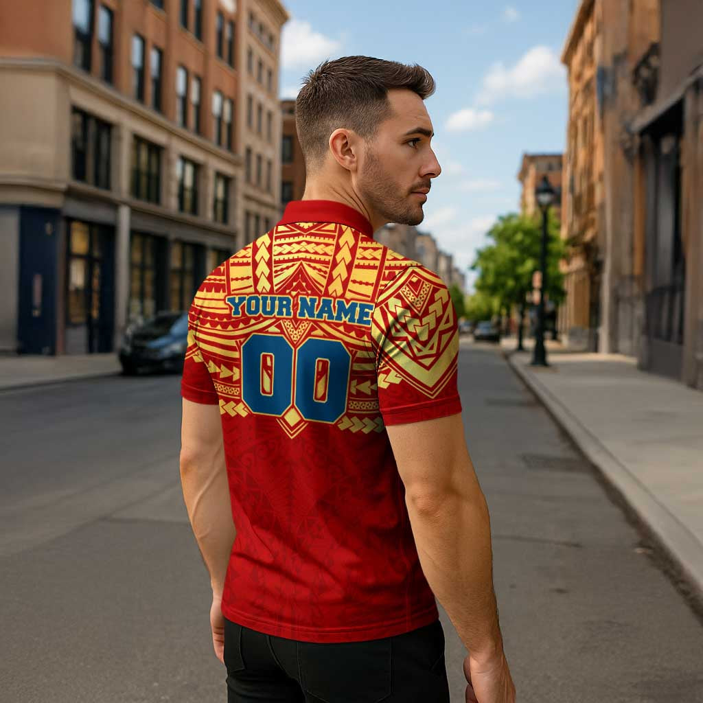 Personalized Gold Coast Suns Zipper Polo Shirt Polynesian Tribal Pattern Heritage Football