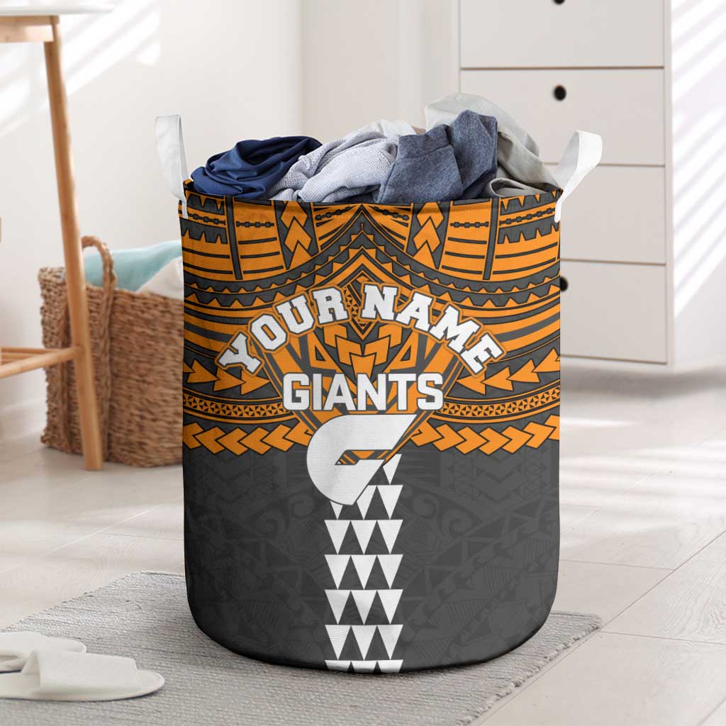Personalized GWS Giants Laundry Basket Polynesian Tribal Pattern Heritage Football
