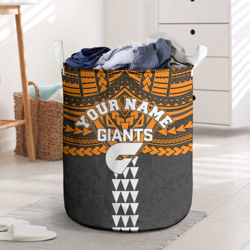 Personalized GWS Giants Laundry Basket Polynesian Tribal Pattern Heritage Football