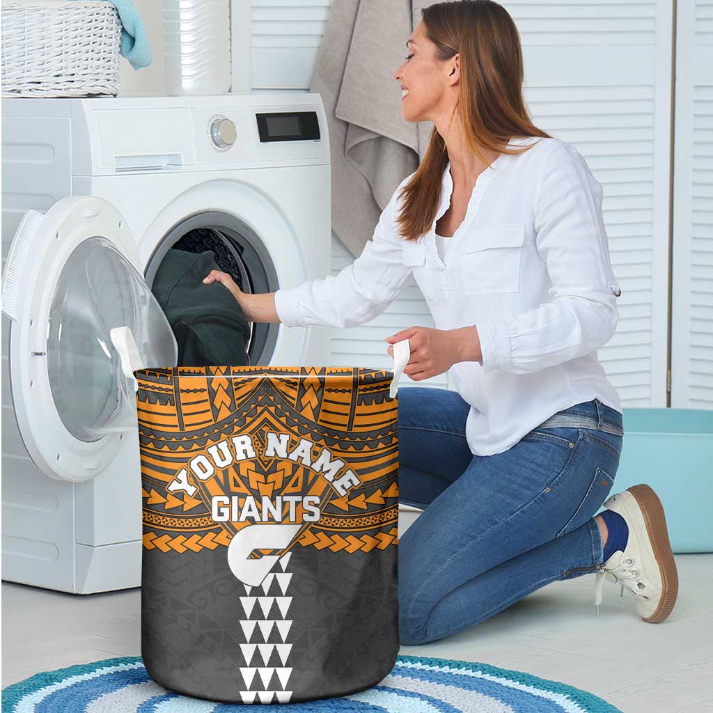 Personalized GWS Giants Laundry Basket Polynesian Tribal Pattern Heritage Football