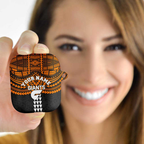 Personalized GWS Giants AirPods Case Polynesian Tribal Pattern Heritage Football