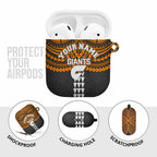 Personalized GWS Giants AirPods Case Polynesian Tribal Pattern Heritage Football