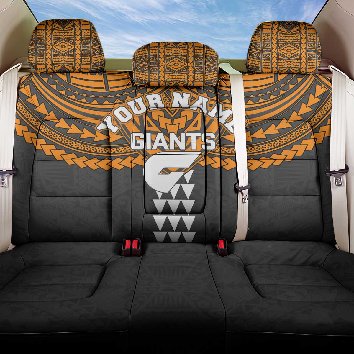 Personalized GWS Giants Back Car Seat Cover Polynesian Tribal Pattern Heritage Football