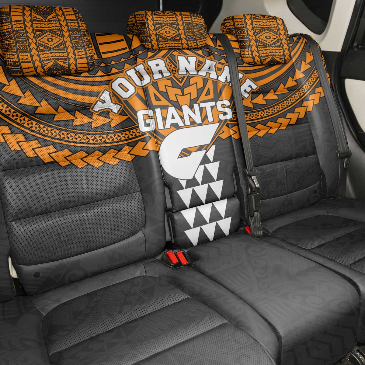 Personalized GWS Giants Back Car Seat Cover Polynesian Tribal Pattern Heritage Football