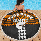 Personalized GWS Giants Beach Blanket Polynesian Tribal Pattern Heritage Football