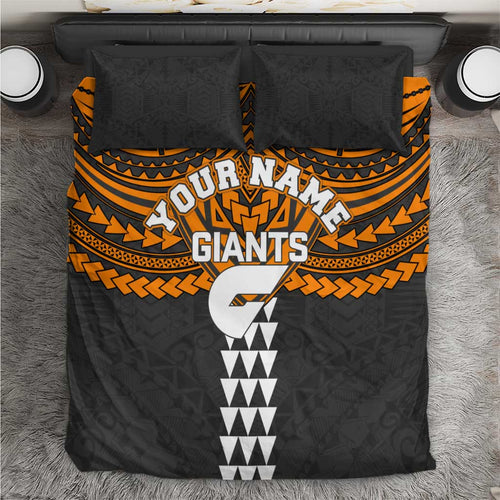 Personalized GWS Giants Bedding Set Polynesian Tribal Pattern Heritage Football