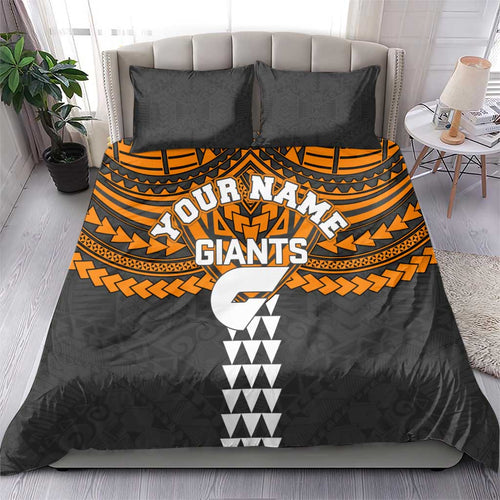 Personalized GWS Giants Bedding Set Polynesian Tribal Pattern Heritage Football