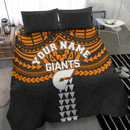 Personalized GWS Giants Bedding Set Polynesian Tribal Pattern Heritage Football